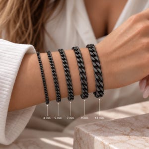 Black Bracelet | Stainless Steel Black Cuban Link Bracelet For Men & Women | Hip Hop Bracelet | Men's Black Curb Bracelet | Gift For Men
