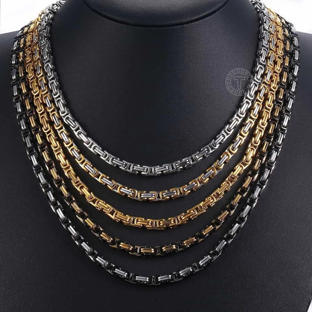 Byzantine Link Necklace Bali Chain Viking Necklace Heavy Link Necklace