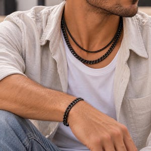 Black Bracelet | Stainless Steel Black Cuban Link Bracelet For Men & Women | Hip Hop Bracelet | Men's Black Curb Bracelet | Gift For Men