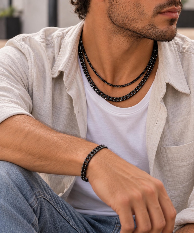 Black Bracelet | Stainless Steel Black Cuban Link Bracelet For Men & Women | Hip Hop Bracelet | Men's Black Curb Bracelet | Gift For Men