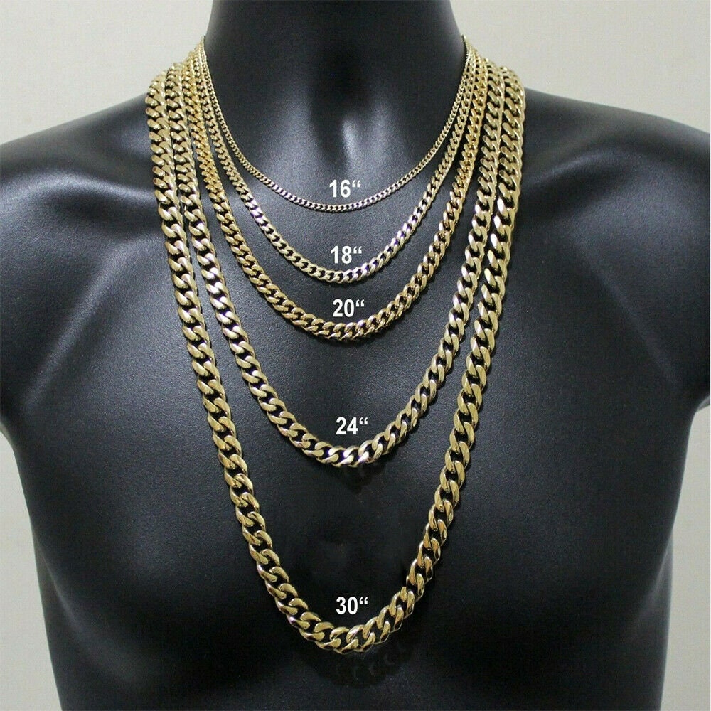 18K Gold Filled Necklace Stainless Steel Gold Cuban Link Etsy