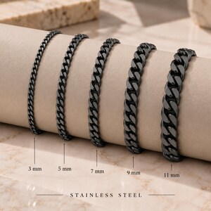 Black Bracelet | Stainless Steel Black Cuban Link Bracelet For Men & Women | Hip Hop Bracelet | Men's Black Curb Bracelet | Gift For Men