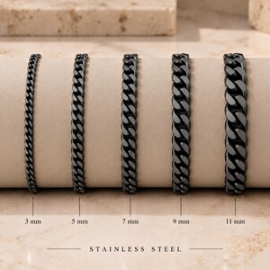 Black Bracelet | Stainless Steel Black Cuban Link Bracelet For Men & Women | Hip Hop Bracelet | Men's Black Curb Bracelet | Gift For Men