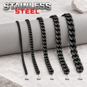 Black Bracelet | Stainless Steel Black Cuban Link Bracelet For Men & Women | Hip Hop Bracelet | Men's Black Curb Bracelet | Gift For Men