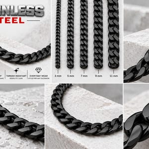 Black Bracelet | Stainless Steel Black Cuban Link Bracelet For Men & Women | Hip Hop Bracelet | Men's Black Curb Bracelet | Gift For Men