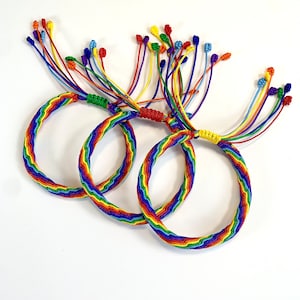 Customized Hand Woven Adjustable 7-Colours Rainbow Bracelet - Hand Braided Bracelet - Friendship Bracelets - Personalized Bracelet