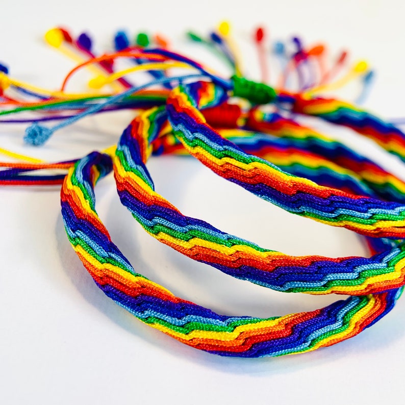 Customized Hand Woven Adjustable 7-colours Rainbow Bracelet - Hand ...