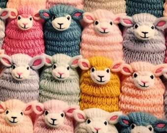 Tejido efecto 3D Wooly Pastel Sheep,Premium 100% algodón/ Camisetas