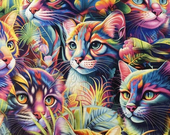 Premium 100% cotton/knit quality cotton fabric/cats