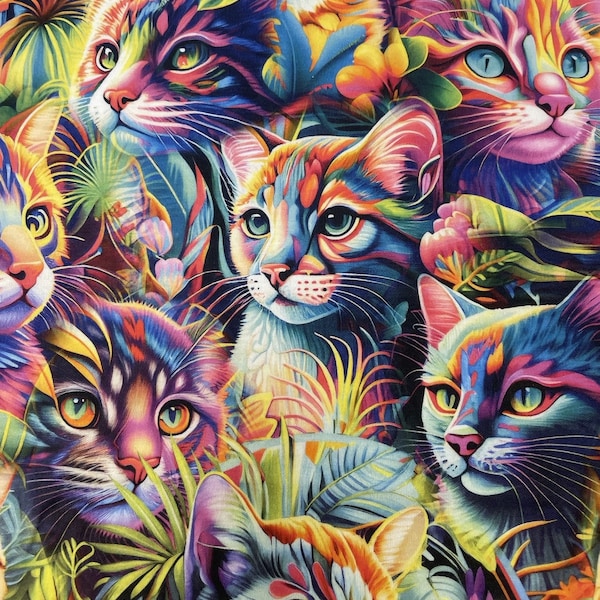 Premium 100% cotton/knit quality cotton fabric/cats