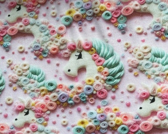 3D effect fabric Pastel Unicorn,Premium 100% cotton/ Tshirts