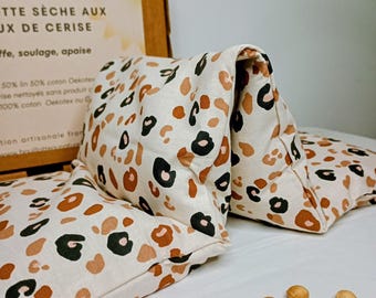 Bouillotte sèche  longue noyaux de cerise déhoussable - coussin chauffant naturel micro-ondes - soulage douleurs et procure bien être