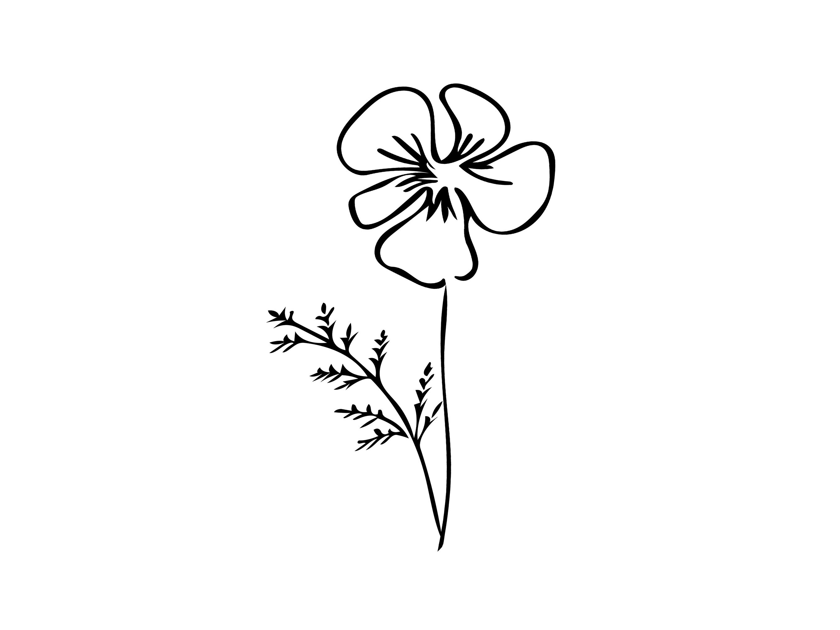 Violet February Flower Birth Flower Line Art Tattoo Design - Etsy