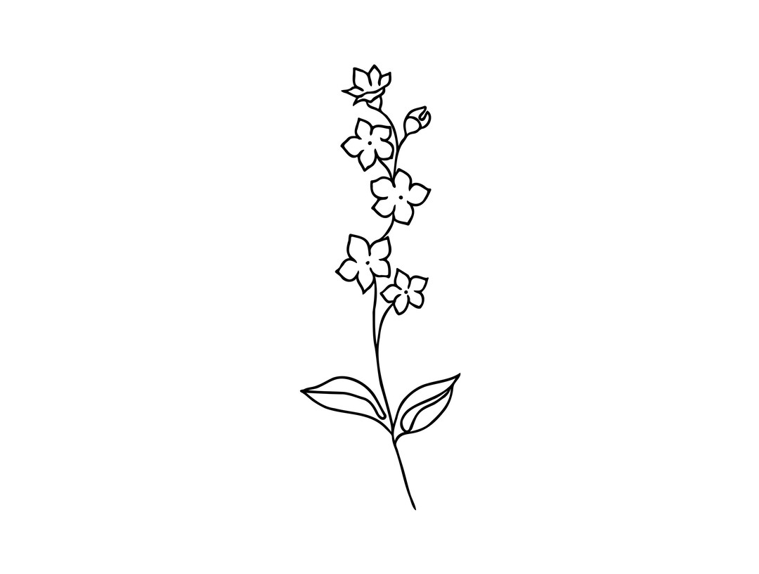Me Not Tattoo Design Line Art, Small Tattoo Floral Design