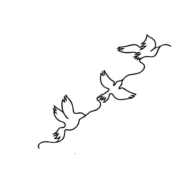 Oiseaux qui volent tatouage Design dessin au trait, tatouage oiseaux simple commission de tatouage minimaliste, lot de 3 oiseaux art tatouage dessin au trait