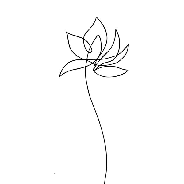 Water Lily Modern Tattoo Design, Floral Line Art Simple Minimalist Timeless Back Tattoo, Abstract Unique Body Art, Flower Tattoo Black