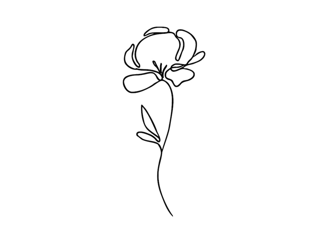 Peony November Birth Flower Tattoo Art Commission Line Art Floral