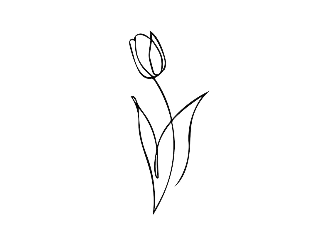 Tulip Tattoo Design Line Art Simple Minimalist, Instant Download