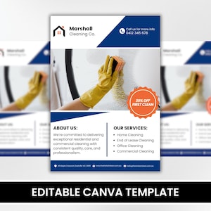 Reinigung Flyer Vorlage, Haushalt Canva Flyer, bearbeitbarer Business Flyer, Büroreinigungsdesign, Reinigungsdienstvorlage, Canva Design