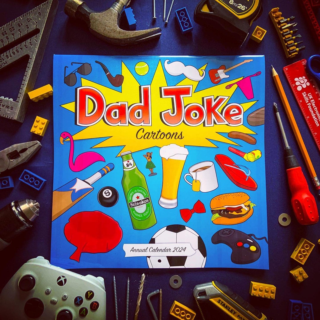 Dad Joke Calendar Cartoons 2024 Large Premium Wall Calendar Etsy