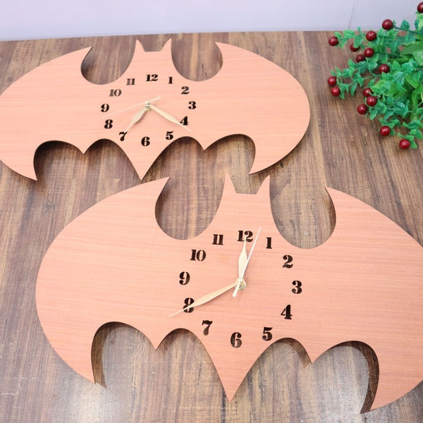 Laser Cut Batman Wooden Wall Clock dxf vector laser cut template pattern Laser cut cnc plan