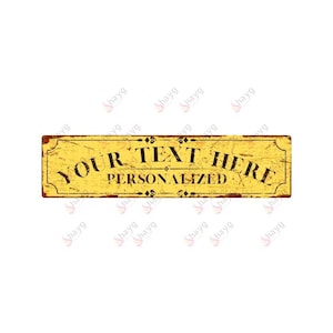 Rustic Yellow Aluminum Door Sign: Vintage Style Personalized Nameplate