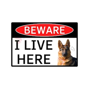 German Shepherd Beware of Dog Sign - Rustproof Aluminum Yard Decor