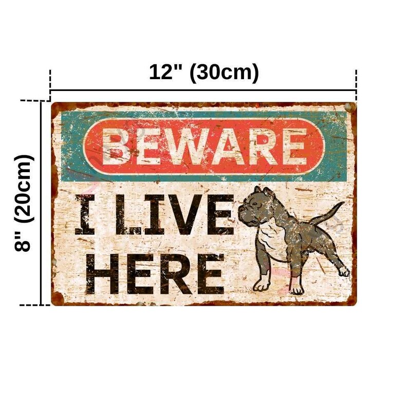 Vintage Style Beware of Dog Aluminum Sign - Metal Pitbull Warning Sign ...