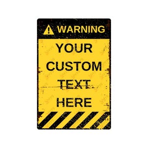 Letrero de metal con palabra personalizada: placa de advertencia amarilla vintage para cuartos de servicio