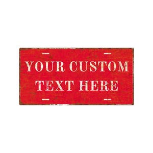 Cartello personalizzato in alluminio rosso retrò - Cartello personalizzato in stile vintage per giardino, decorazione per recinzione da giardino, arte murale per cameretta dei bambini, divertente cartello in metallo personalizzato