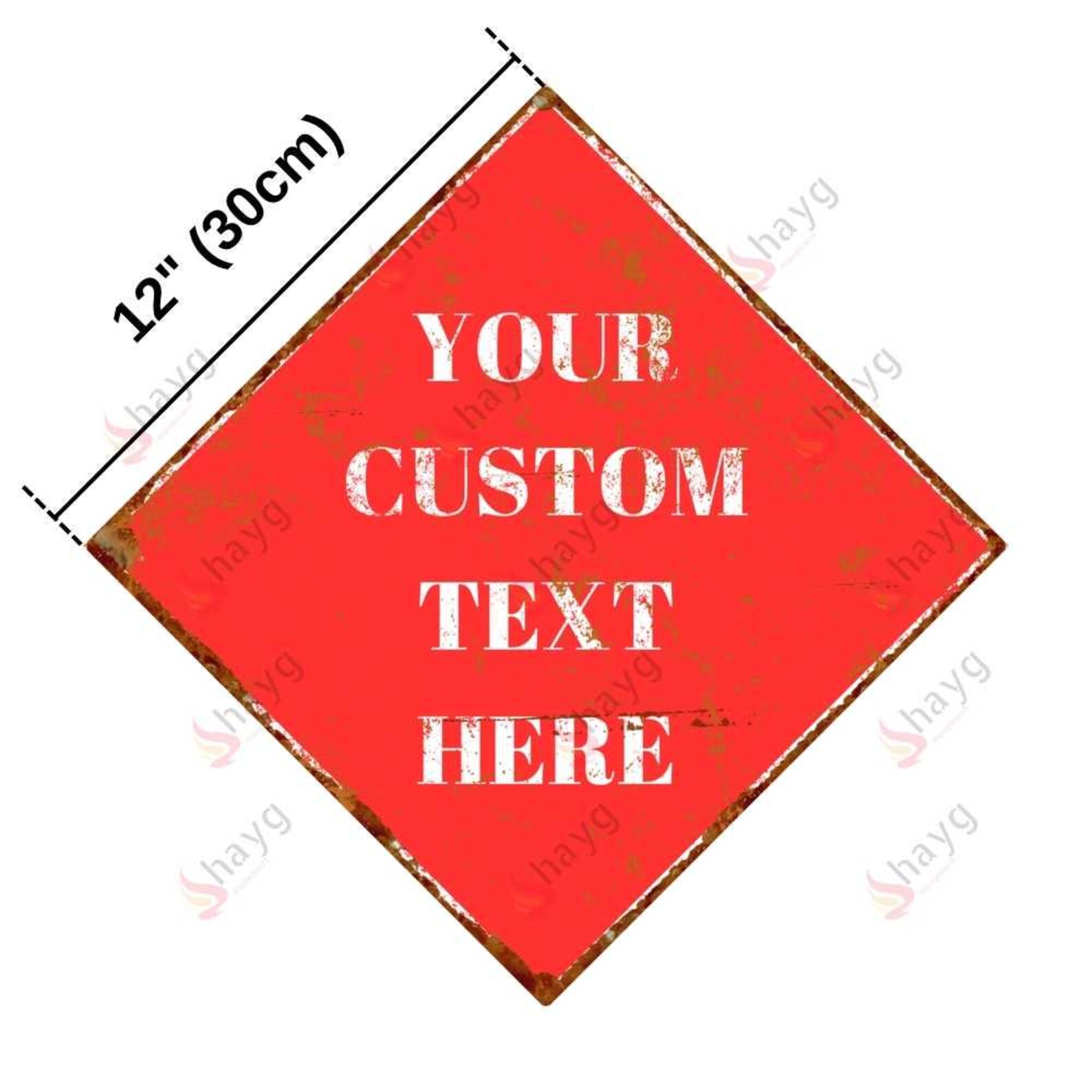 Rust-look Diamond-shaped Custom Aluminum Sign – Vintage-style Red ...