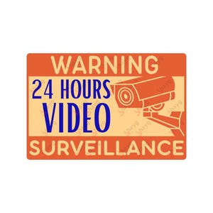 24-Hour Video Surveillance Warning Sign - Orange Aluminum Metal Plaque - Security Sign, Outdoor Warning Sign, Durable Weatherproof Sign