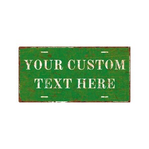 Cartello personalizzato in alluminio verde retrò - Cartello personalizzato in stile vintage per giardino, decorazione per recinzione da giardino, arte murale per cameretta dei bambini, divertente cartello in metallo personalizzato