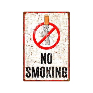Rust Look No Smoking Aluminum Warning Sign – Vintage Sneaky Face Decorative Metal Plaque for Home or Business