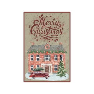 Aluminum Merry Christmas Sign - Christmas Truck Metal Wall Decor