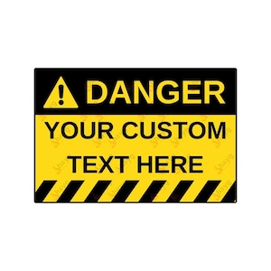 Panneau d&#39;avertissement jaune en aluminium personnalisé - Plaque d&#39;avertissement de danger personnalisée
