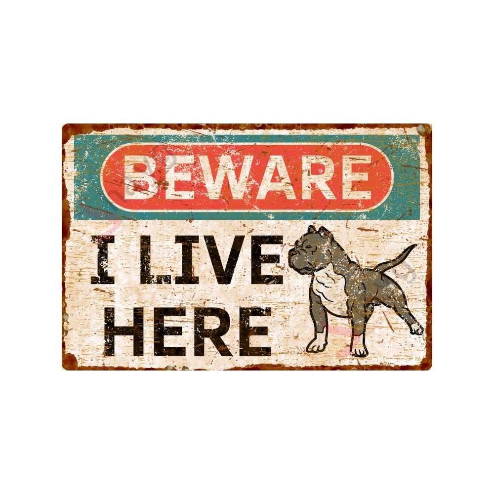 Targhetta Alluminio 'Attenti Al Cane' - Autoadesiva &Oslash;75mm Per Esterno