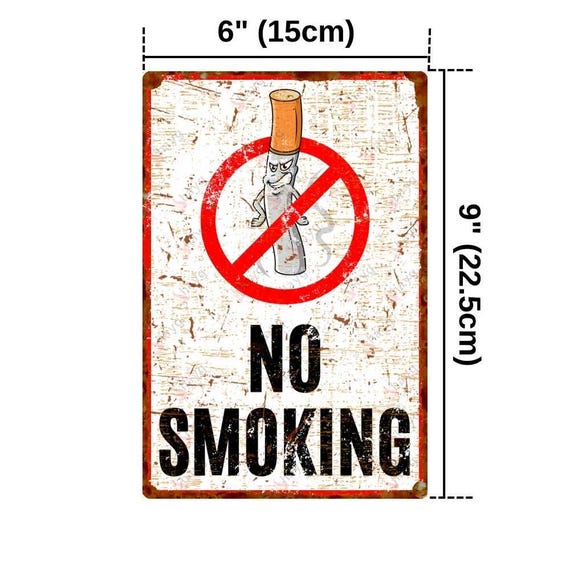 Vintage Rust Look No Smoking Sign – Sneaky Face Aluminum Plaque
