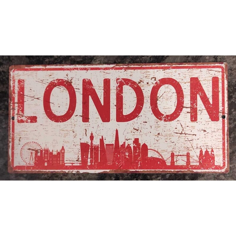 Vintage Style London Silhouette Aluminum Wall Sign – Decorative ...