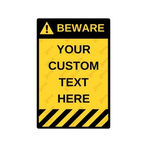 Letrero de advertencia de aluminio amarillo vertical personalizado: placa de advertencia personalizada para la seguridad y la decoración del hogar, el patio, la oficina o el negocio