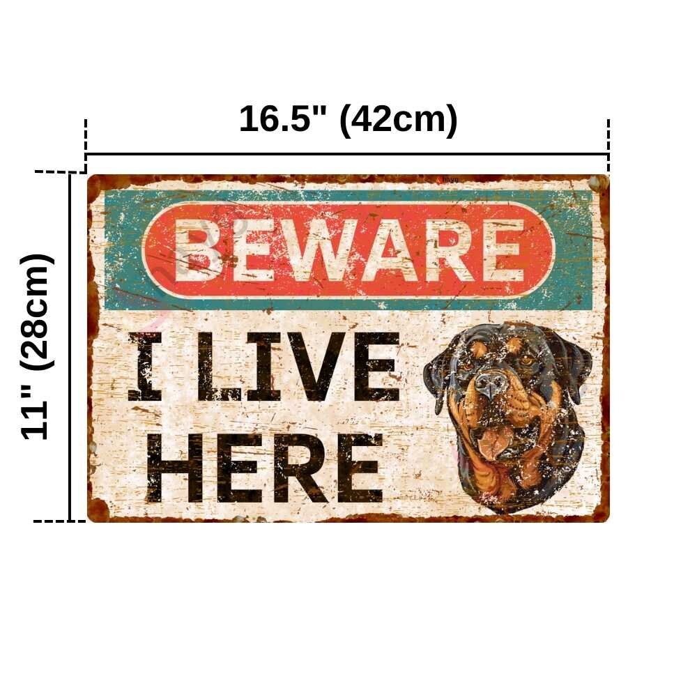Vintage Style Beware of Dog Aluminum Sign - Metal Rottweiler Warning ...