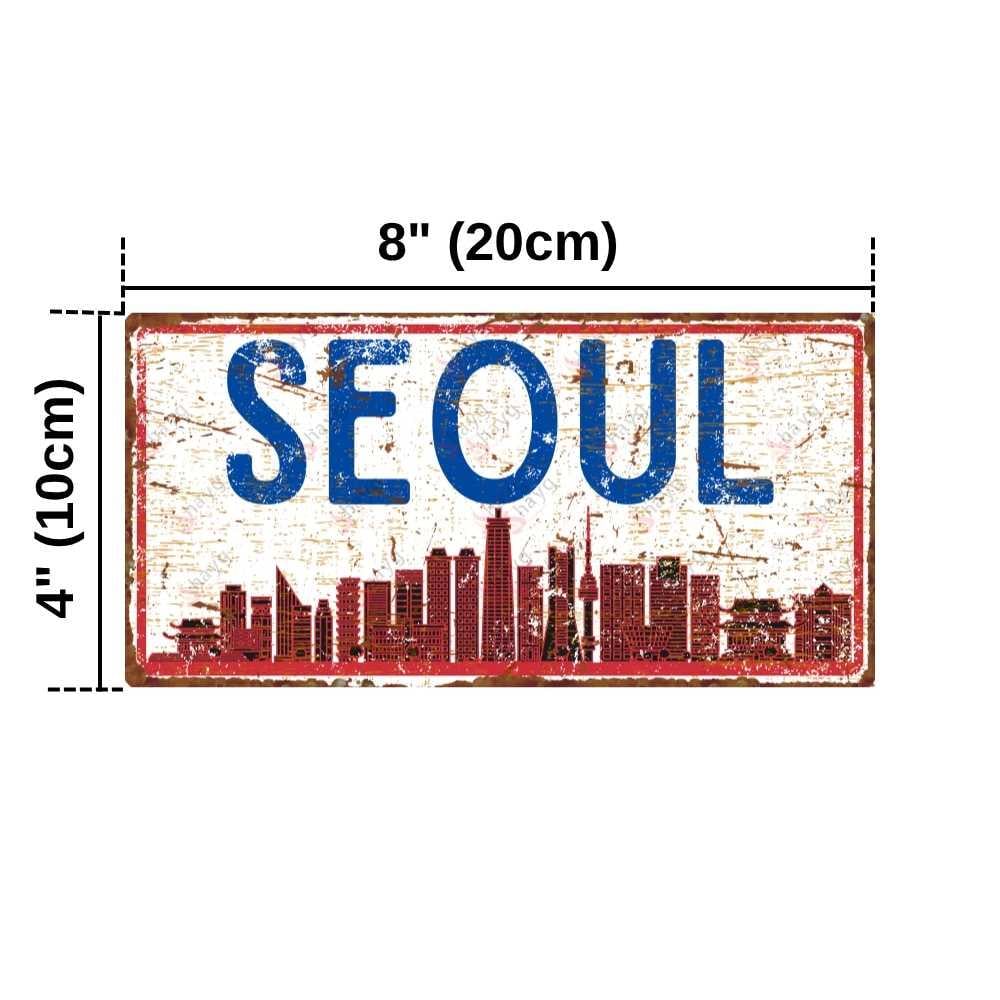 Small Metal Asian Signs Vintage Seoul Cityscape Metal Sign: Retro Korean Wall Art - Etsy