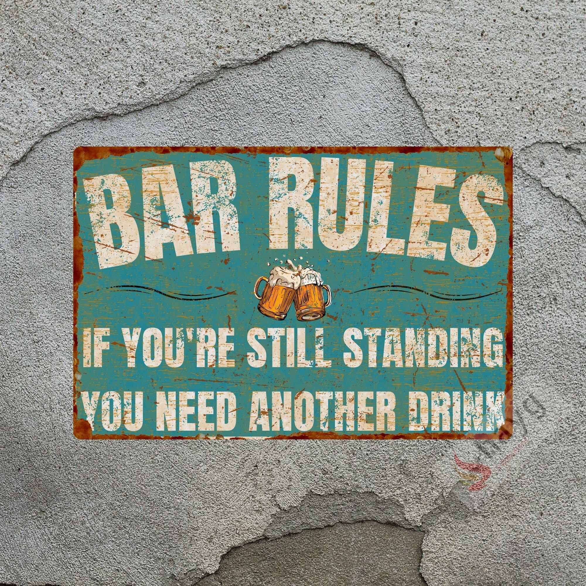 Retro Bar Rules Metal Sign Hanging Wall Decor Bar Plate Etsy