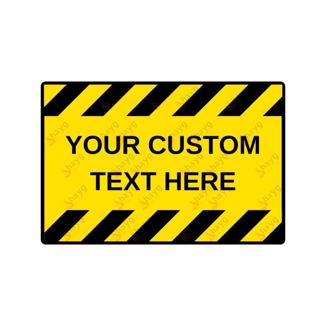 Personalized Safety Sign, Custom Text Black Yellow Metal Wall Plaque ...