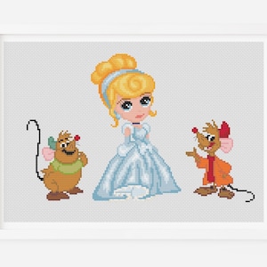 Princess Cross stitch pattern Cinderella Tale heroes Home decor PDF pattern Instant download Digital pattern Modern cross stitch Kids room