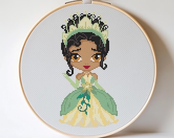 Tiana Cross Stitch Pattern: Princess and the Frog (PDF Pattern)