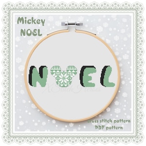 Mickey Cross stitch pattern NOEL Christmas decoration Home decor Minnie mouse decor Holiday gift Tale heroes PDF pattern Modern digital
