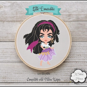 Esmeralda Cross stitch pattern Princess cross stitch Home decor Notre Dame PDF pattern Digital cross stitch Modern emboridery