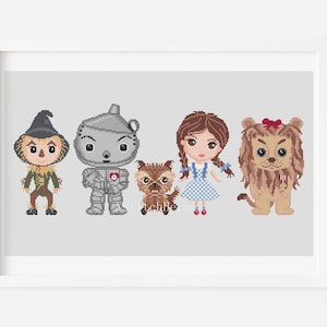 The Wizard of Oz Cross stitch pattern Toto Lion Tin Man Scarecrow Dorothy Home decor Kids room decor Modern Tale heroes pattern Storybook