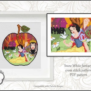 Snow White Cross stitch pattern Princess pattern Tale Heroes Home decor Evil Villaint Tale Fantasy PDF pattern Modern digital art